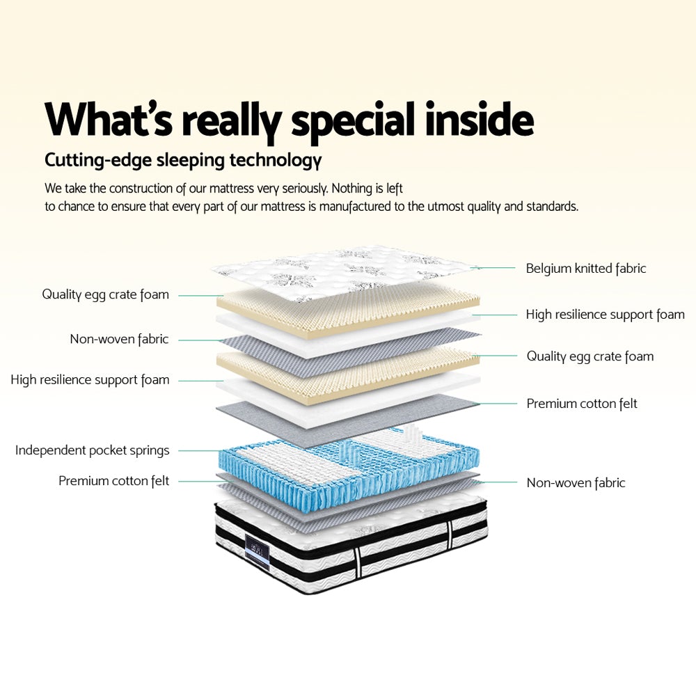 Giselle Bedding Algarve Euro Top Pocket Spring Mattress 34cm Thick –