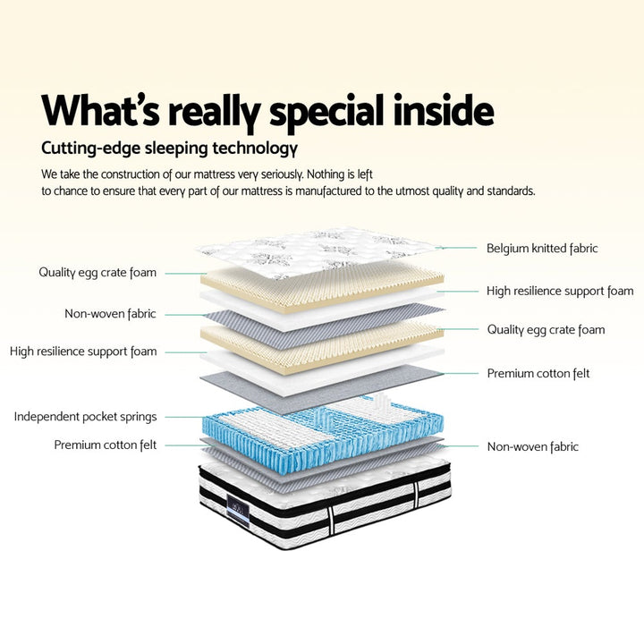 Giselle Bedding Algarve Euro Top Pocket Spring Mattress 34cm Thick –